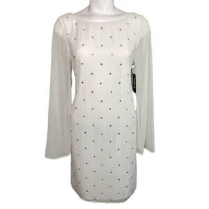 Allen B White Chiffon Rhinestone Dress Sz 4 NEW‎